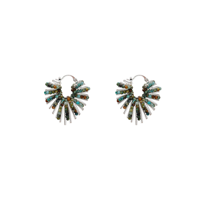 vintage mid-style, fully inlaid zircon, retro artistic ear buckles, geometric line exaggerated earrings, light luxury earrings for women Item Picture