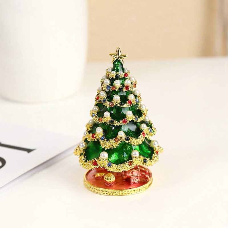 Wholesale of cross-border export goods, Christmas trees, home decorations, enamel craftsmanship, Christmas small gifts, alloy jewelry boxes