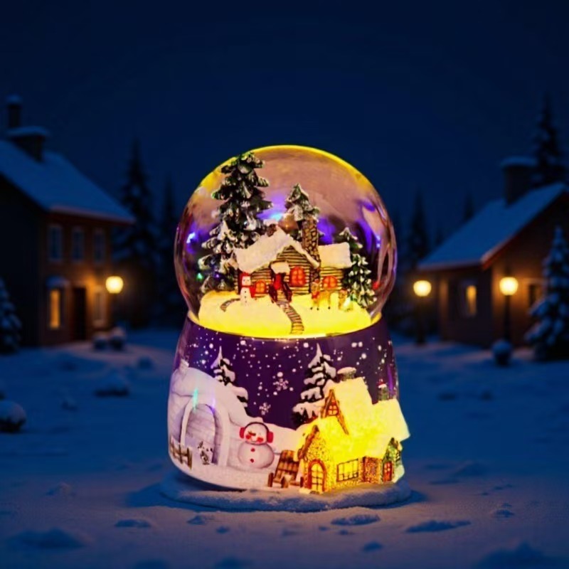Customized Christmas crystal ball music box, automatic snowfall and glowing music box, creative birthday gifts for men and women Specification image
