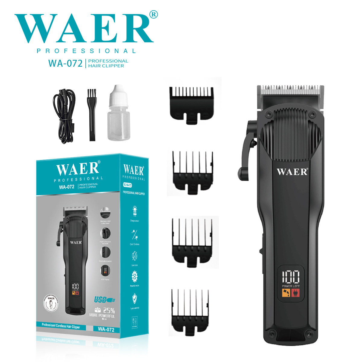WAER跨级新款电动理发器电推剪电动剃头刀发廊美发电推剪子理发剪图
