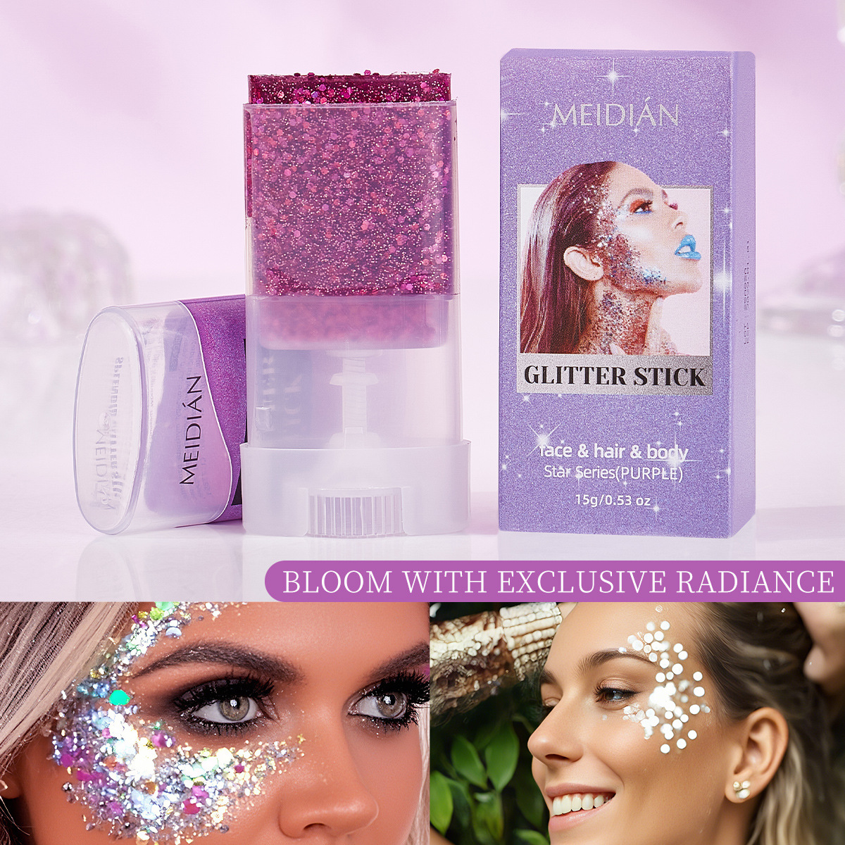 【跨境专供】魅点闪光棒闪光粉金银钻星石粉极光粉舞会氛围感批发细节图