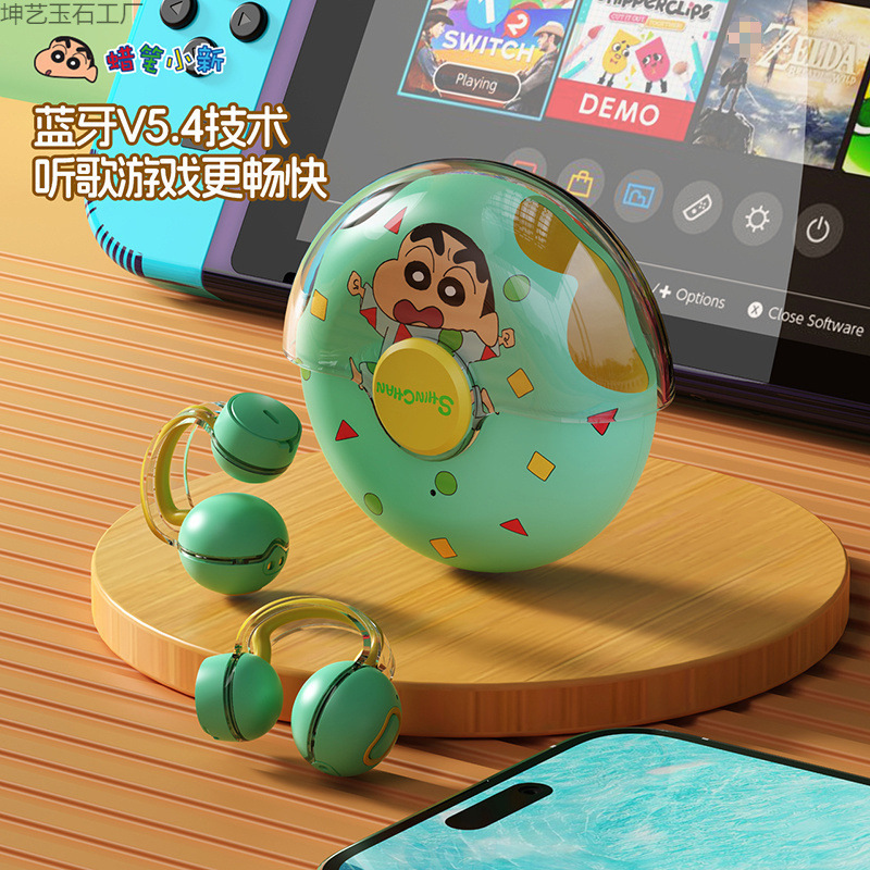 Crayon Shin-chan Bluetooth headphones, wireless open clip type, high appearance level, sound quality, noise cancellation, gift Qualcomm chip Application Scenario