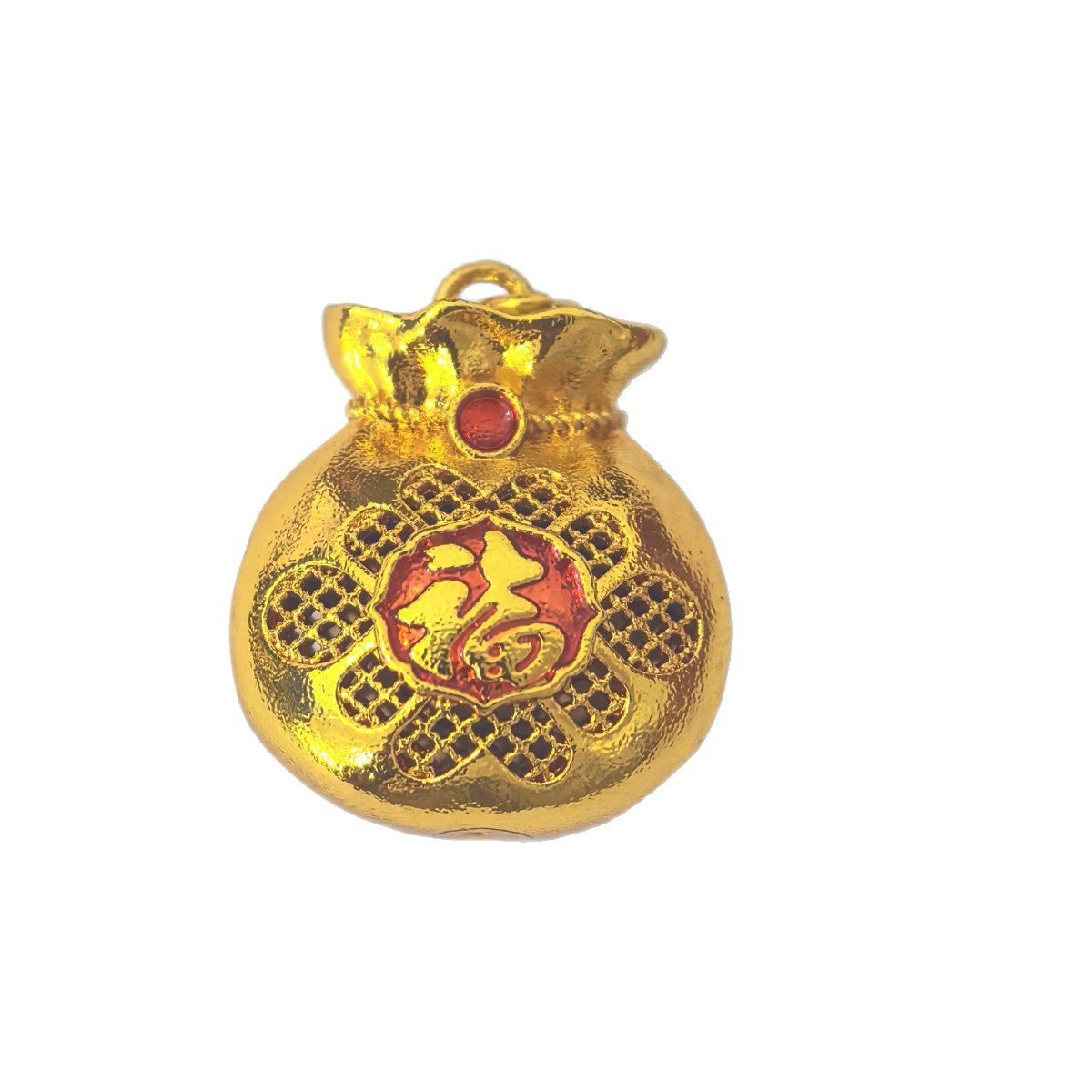 杨幂同款新中式项链葫芦镂空雕花吊坠金色福字古法福袋百搭项链女白底实物图