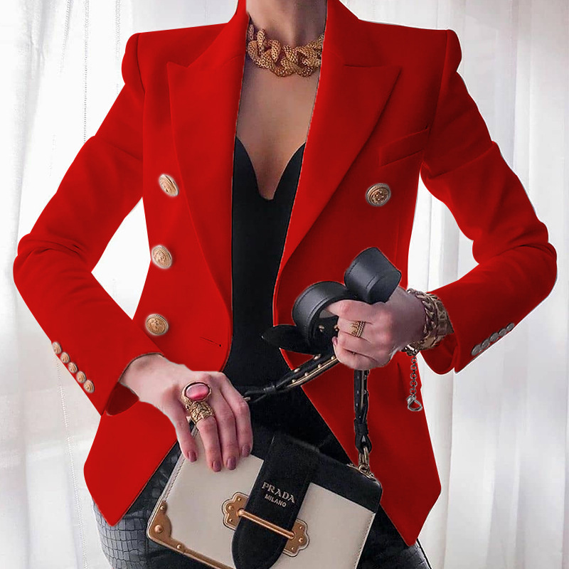 FC996 in stock for 2025, a slim solid color fashionable casual suit short jacket for women from Amazon, Europe and America Specification image