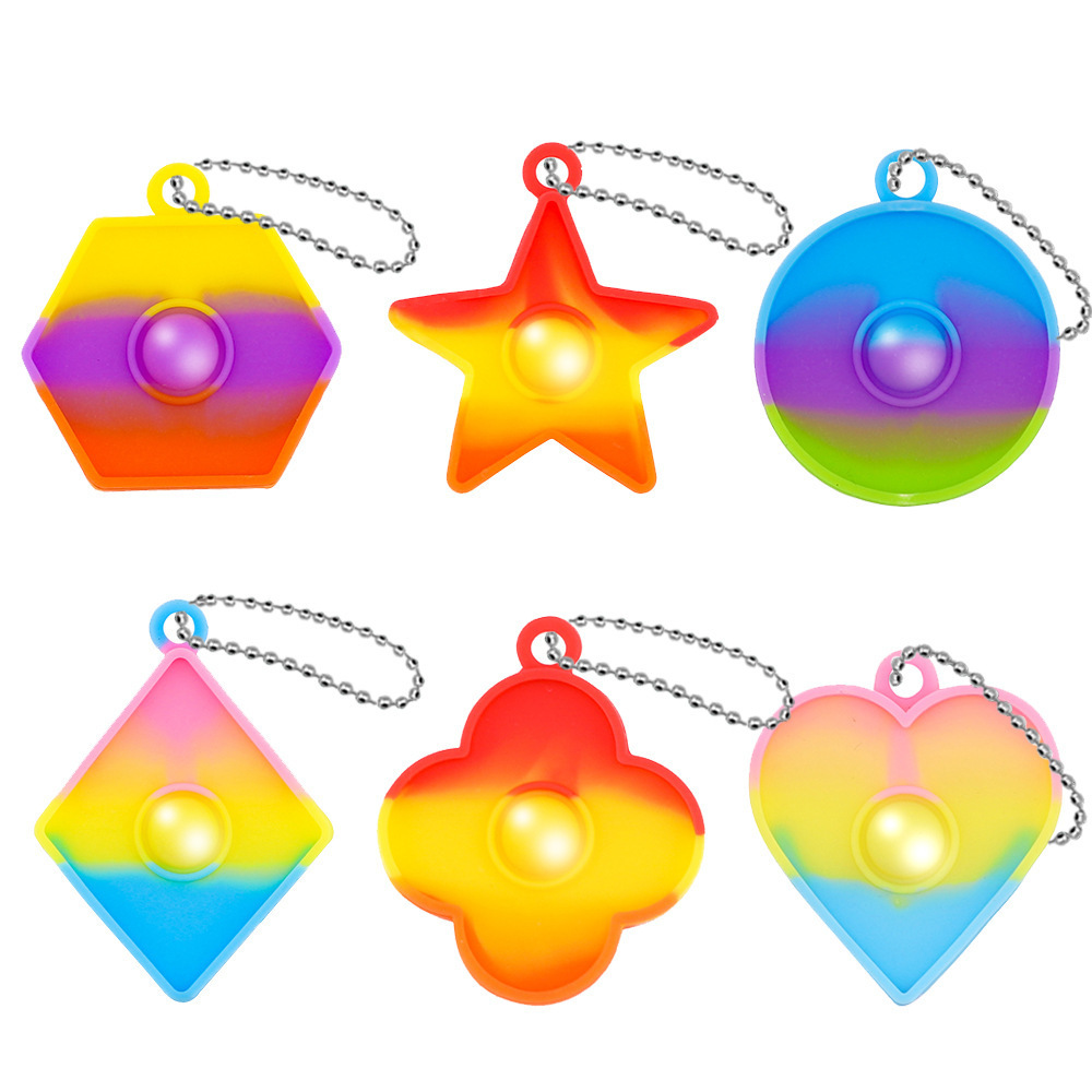 Cross-border best-selling geometric silicone key chains, stress-relieving key chains, mini stress-relieving bubble toys, Amazon wholesale Specification image