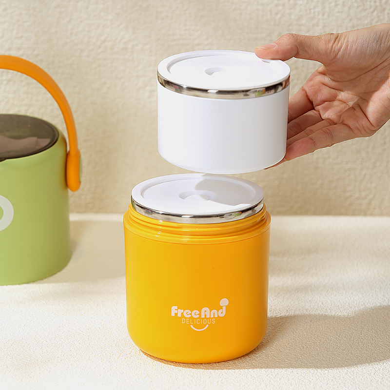 304 stainless steel insulated lunch box, portable double-layer lunch box, insulated bucket, office worker and student sealed lunch box with lid Application Scenario