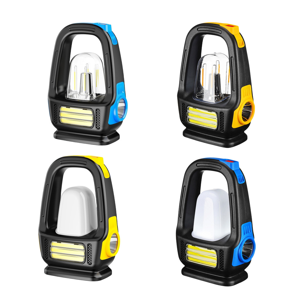 New cross-border outdoor emergency camping lamp, solar-powered hand-held lamp, multi-functional portable flashlight Item Picture