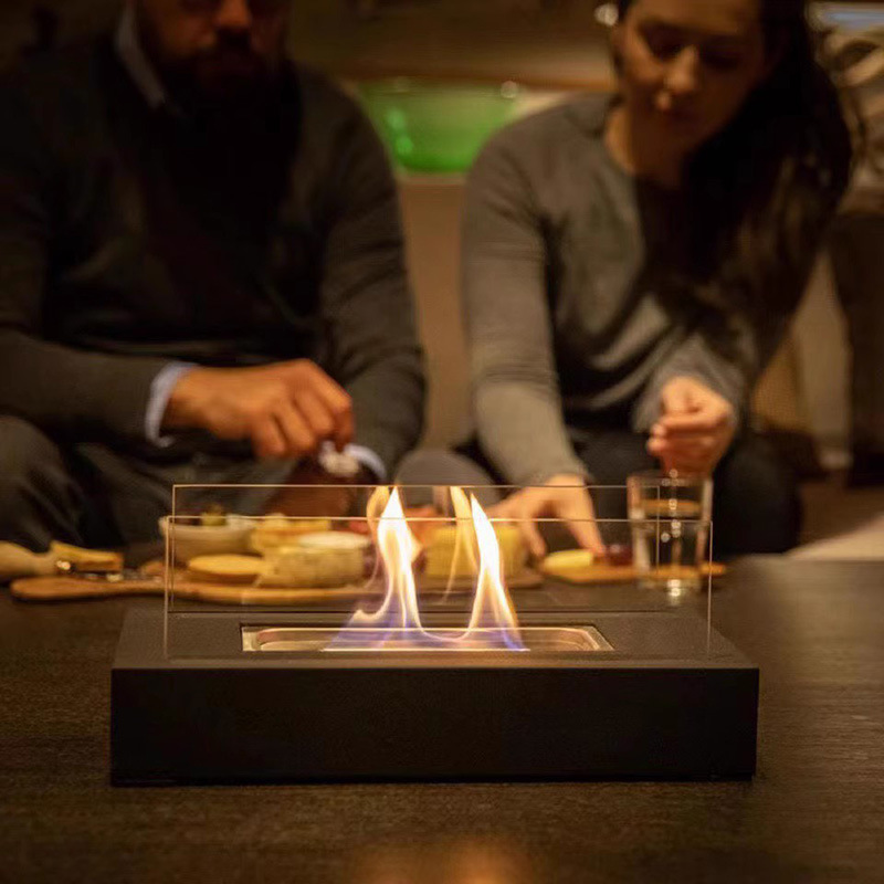 Cross-border best-selling rectangular desktop real fire alcohol fireplace, ambient fire basin, home indoor and outdoor courtyard heater Application Scenario