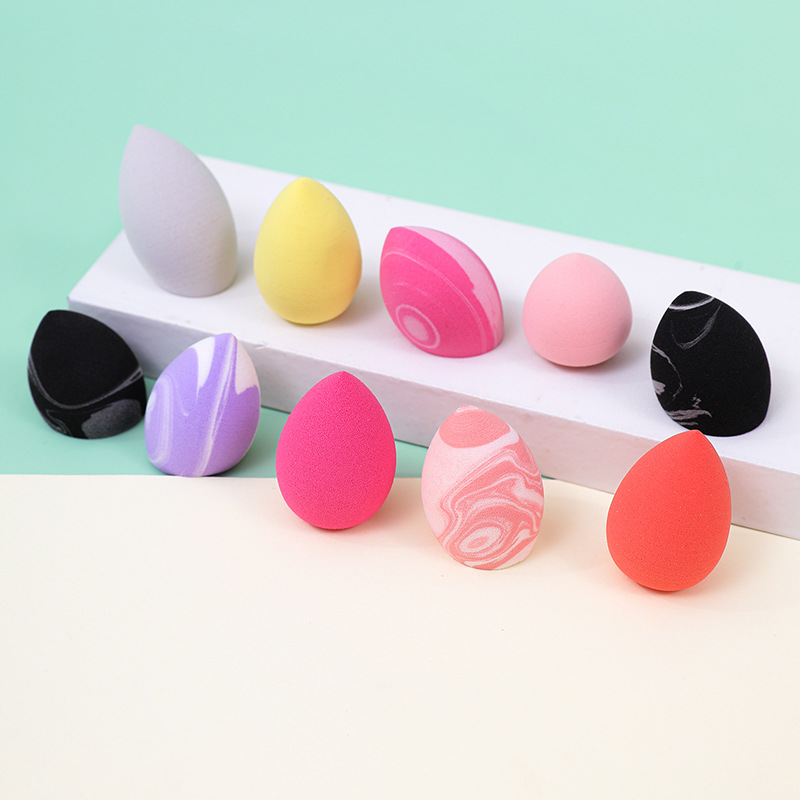 工厂定制混双色迷你美妆蛋粉扑干湿两用遇水变大非乳胶化妆海绵蛋细节图