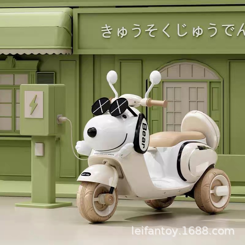 单驱动儿童电动摩托车宝宝电动三轮车可坐可骑带早教遥控玩具车