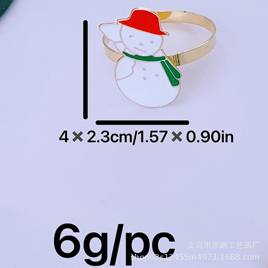 Cross-border Christmas napkin rings, snow doll red hat napkin buttons, holiday party hotel table decoration napkin rings Application Scenario