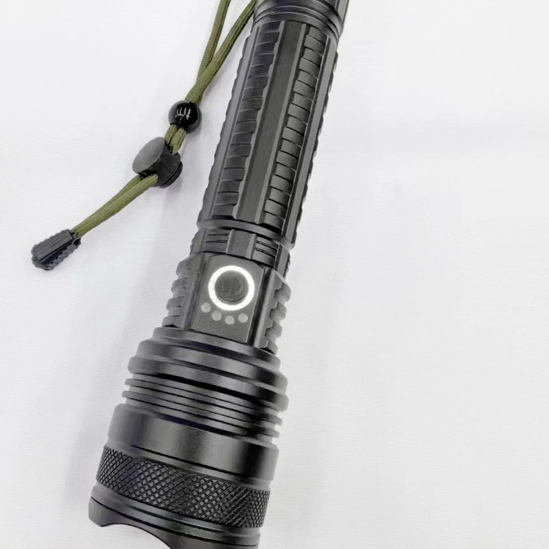 p90 high-intensity long-range zoom, retractable zoom, USB charging, outdoor lighting, rainproof LED aluminum alloy flashlight factory details Picture