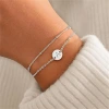 A new cross-border best-selling round 26-letter stainless steel double-layer bracelet for women, simple and personalized Specification image