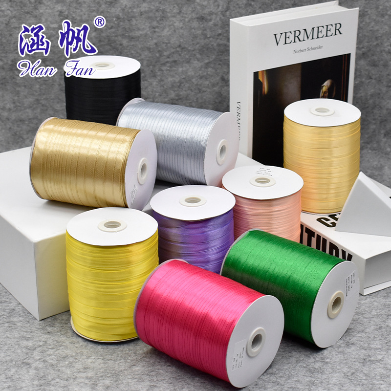 Factory wholesale of 1cm ribbons, 380-yard large rolls, 3-minute ribbons, floral art, baking, packaging, and color ribbons at special prices details Picture