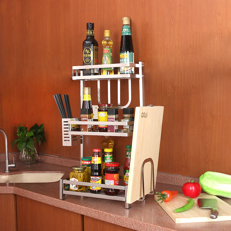 家用调料架 不锈钢调料架 三层调料架 厨房置物架 厨房用品调料架详情图3