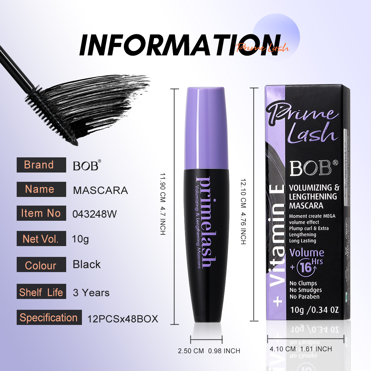 MISSFIVE/3ce/睫毛膏/化妆品彩妆/钢管睫毛膏白底实物图