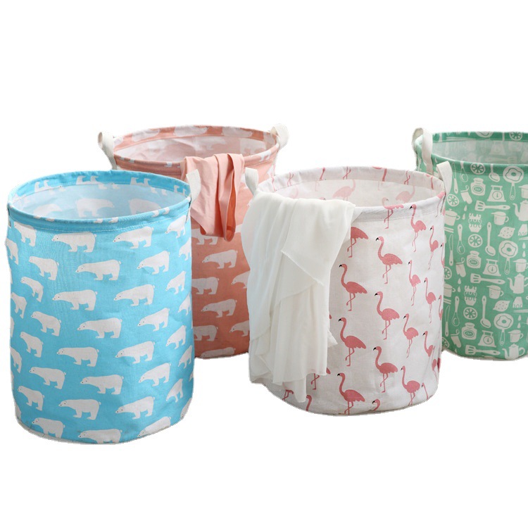 Light luxury dirty clothes basket, cotton and linen bedroom storage bag, laundry storage basket wholesale, cotton and linen storage basket, moving packing bag factory Item Picture