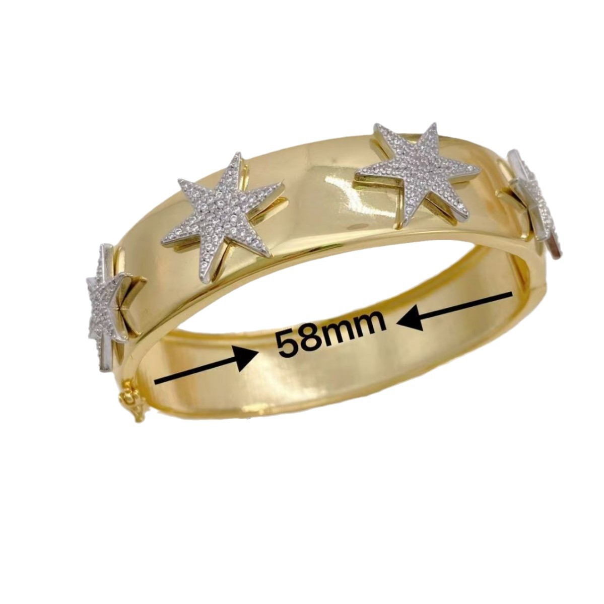 Wholesale of cross-border copper zircon hollow hexagonal star heart-shaped bracelets from Amazon in Europe and America with adjustable openings Item Picture