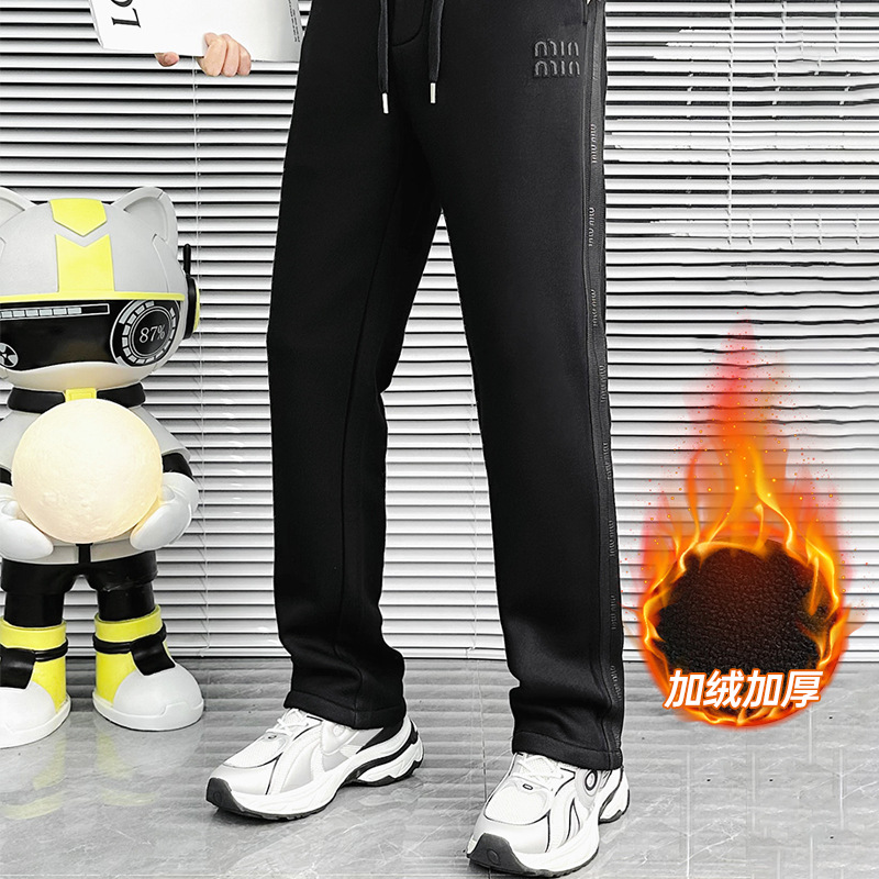 Winter's top trendy sportswear sweatpants for men: loose, large-sized, wide-leg pants with a sense of drape, and trendy fleece straight-leg casual pants