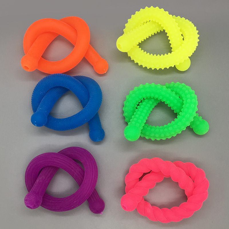TPR threaded noodles, corrugated and mottled noodles, tension rope, pressure-reducing soft rubber, special-shaped tension band, elastic rope toy details Picture