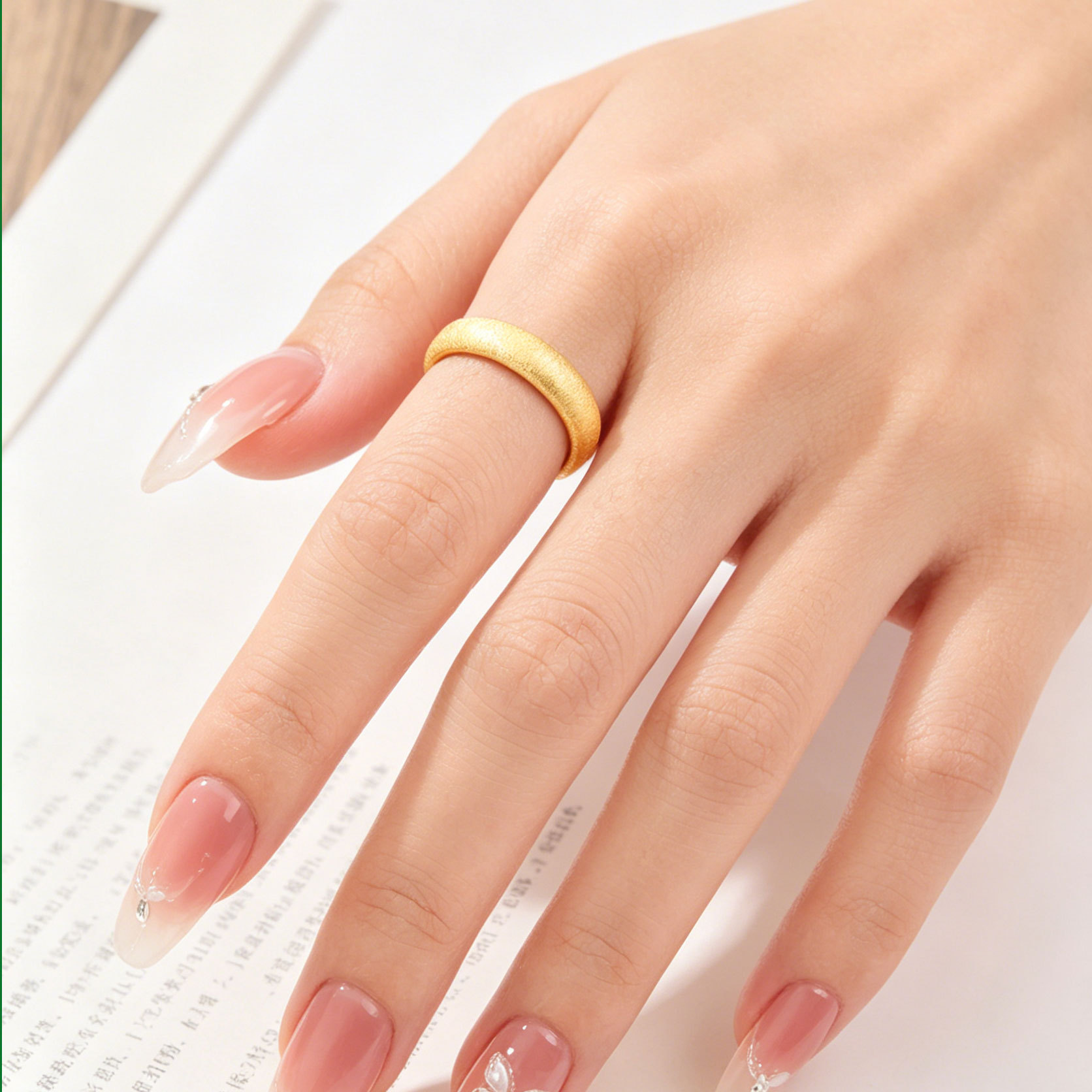Viento minimalista versión amplia anillo de apertura cepillado aleación de cobre chapado de oro real sensación avanzada ajustable dedo índice anillo anillo details Picture