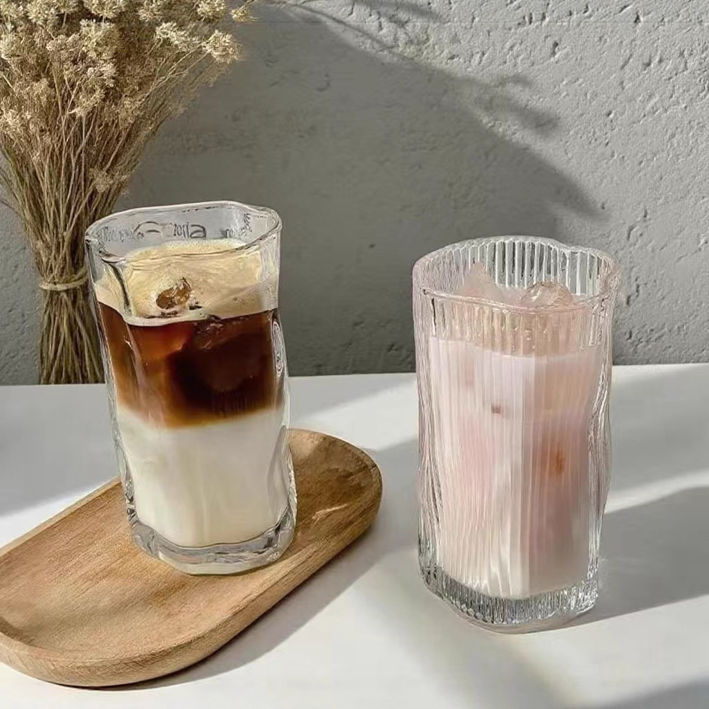 ins home irregular twisted cup, iced Americano latte coffee cup, glass cup, summer cold drink coffee cup Specification image