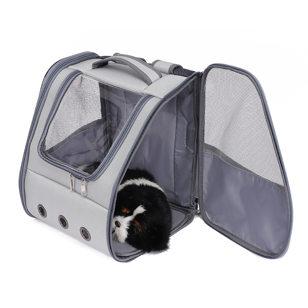 Rongka Pet Cross-border Portable double-shoulder Pet Backpack, square cat backpack, Breathable portable pet bag for cats and dogs Application Scenario