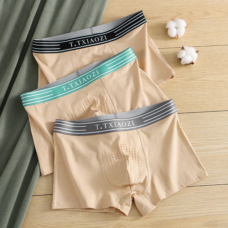 New color cotton men's mid-waist flat-angle pants, cotton breathable granular men's underpants, youth underwear, factory wholesale in stock