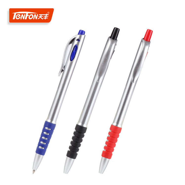 Tianfeng 577S silver push-button ballpoint pen Jumping simple ballpoint pen Plastic ballpoint pen full figure