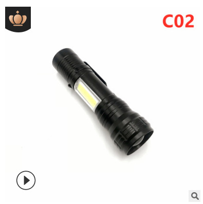 Factory direct supply of LED high-intensity flashlights, aluminum alloy COB flashlights, mini small flashlights, USB charging details Picture