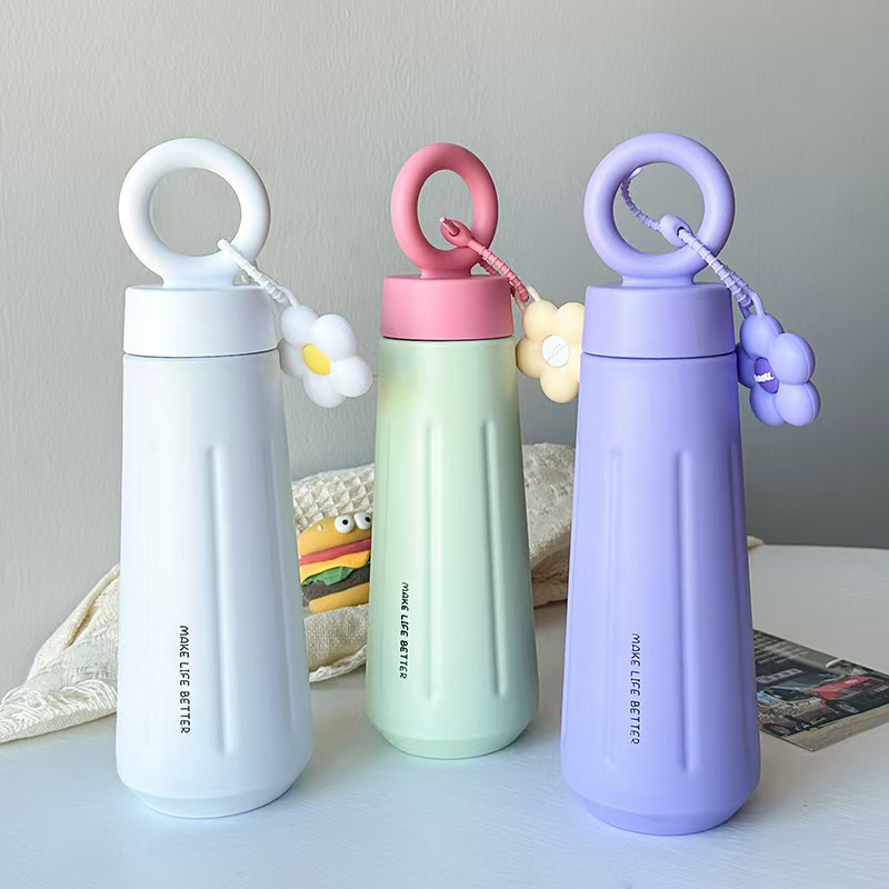 316 Fashionable petal stainless steel insulated cup, Goddess Cup, high appearance level, creative outdoor portable sports handle water cup details Picture