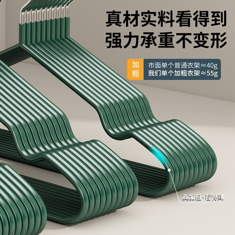 New thickened coat hanger with plastic coating, extra thick coat hanger, adult coat hanger with plastic coating, anti-slip and traceless clothes hanger, children's clothes hanger Specification image