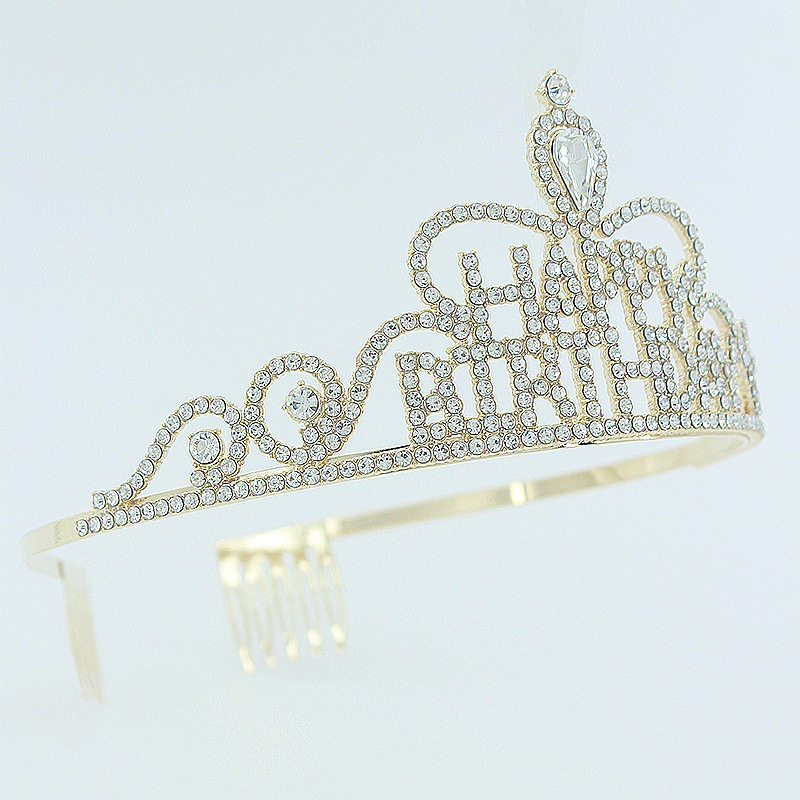Cross-border HAPPY BIRTHDAY Crown headwear Happy Birthday Alloy English letter crown Birthday party headwear crown Specification image