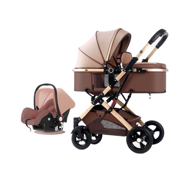 Newborn sleeping blue, reversible, sitting and lying, high-view baby stroller, folding shock-absorbing stroller, bidirectional baby stroller Item Picture