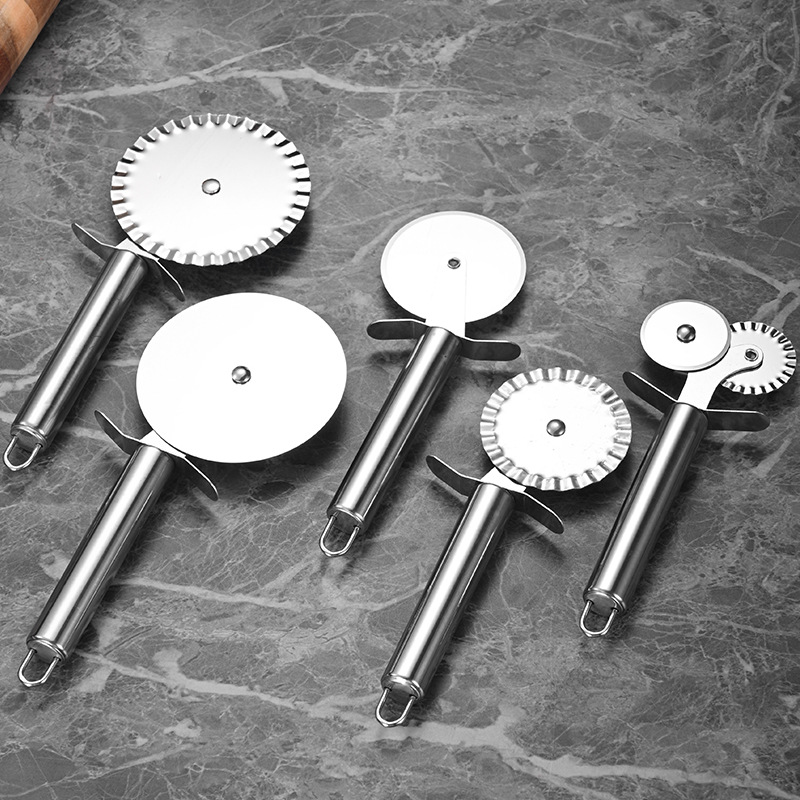 Stainless steel pizza knife, single and double wheels, lace roller knife, multi-functional cake spatula, wheel spatula, cake knife, triangular spatula Specification image