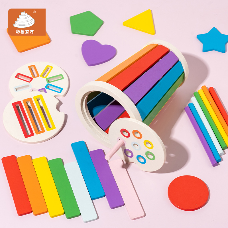 威威虎颜色分类游戏桶幼儿童0-3岁蒙氏早教认知教具益智木制玩具细节图