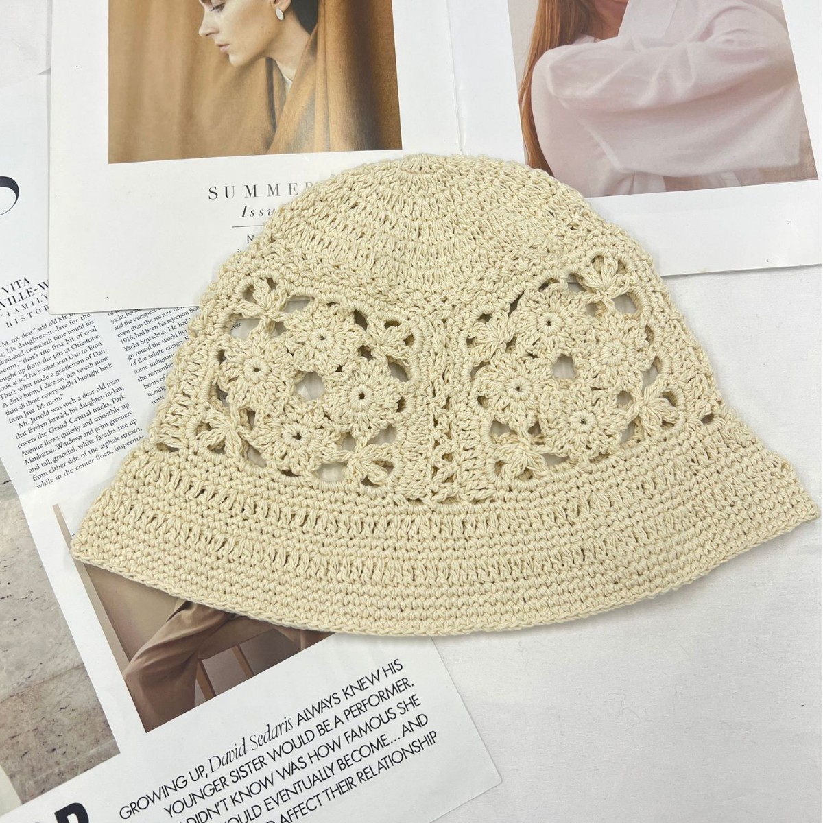 Cross border handwoven sombrero de pescador algodón versátil sombrero de lavabo primavera verano nuevo estilo simple sombrero de lana elegante sombrero vintage Specification image