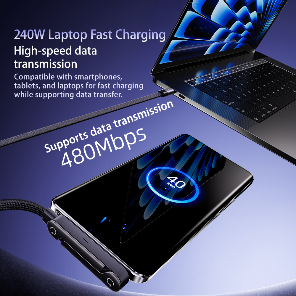 【 Brand Direct Sales 】 The Beimo 240W stand data cable is suitable for charging Apple 17, Huawei tablets and mobile games Application Scenario