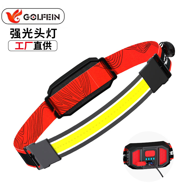 新款跨境强光COB头灯轻便携式头带工作头戴式跑步USB灯夜钓鱼灯