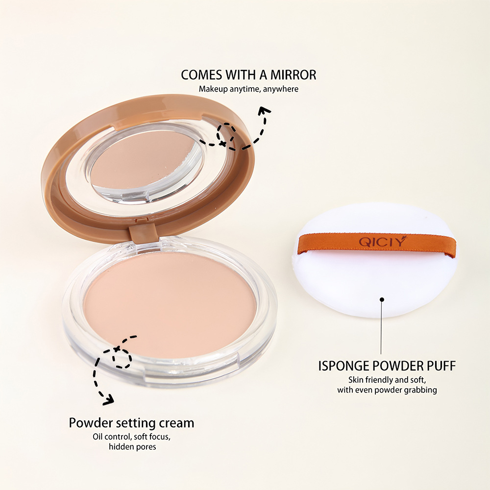 跨境专供QICIOY 6色粉饼定妆粉透明蜜粉补妆持久防水哑光粉饼批发产品图