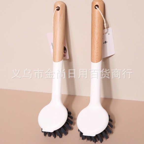 New wooden handle multi-purpose pot brush, kitchen brush for washing dishes, kitchen brush with long handle for cleaning, durable and non-stick pans