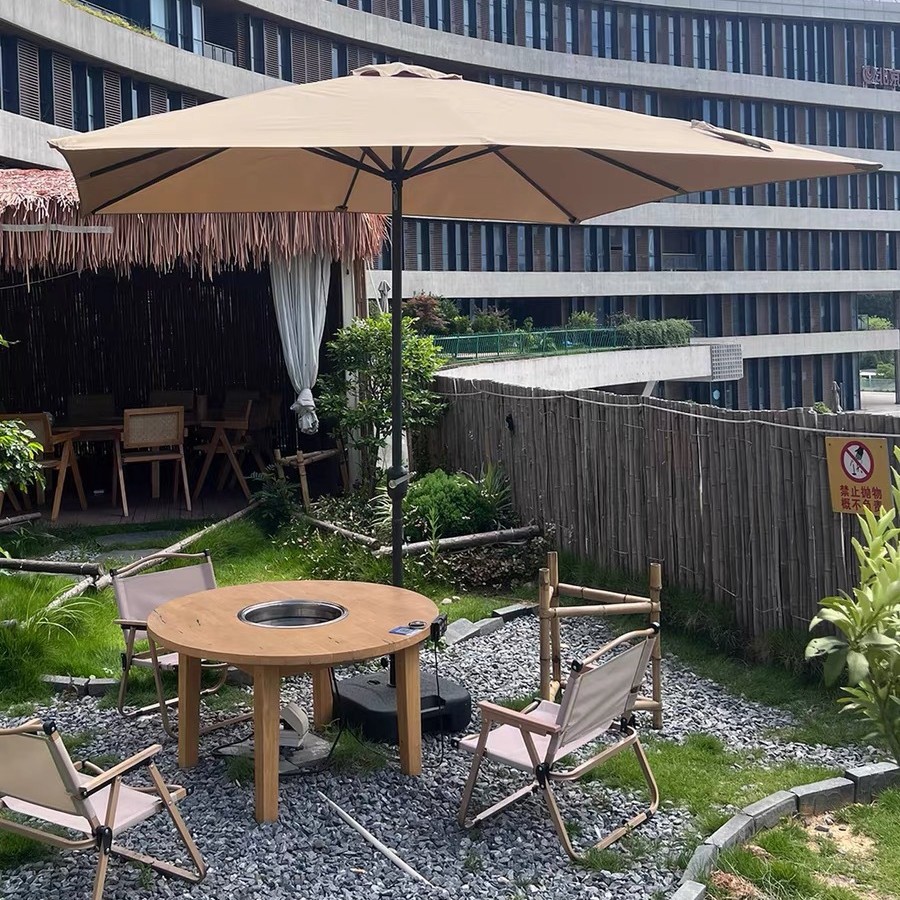 Outdoor sunshade umbrella with rubber base, large umbrella, sun protection and UV protection patio umbrella Item Picture