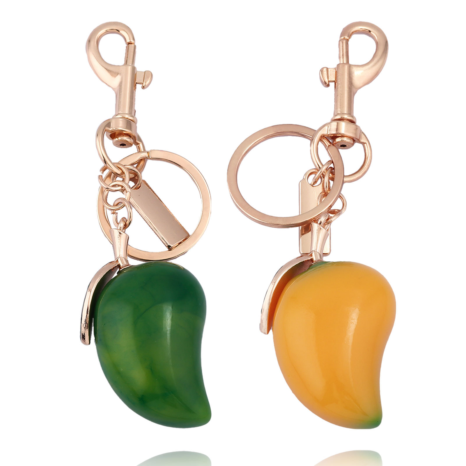 芒果树脂钥匙扣跨境爆款仿水果时尚钥匙圈女士芒果包包挂件配饰