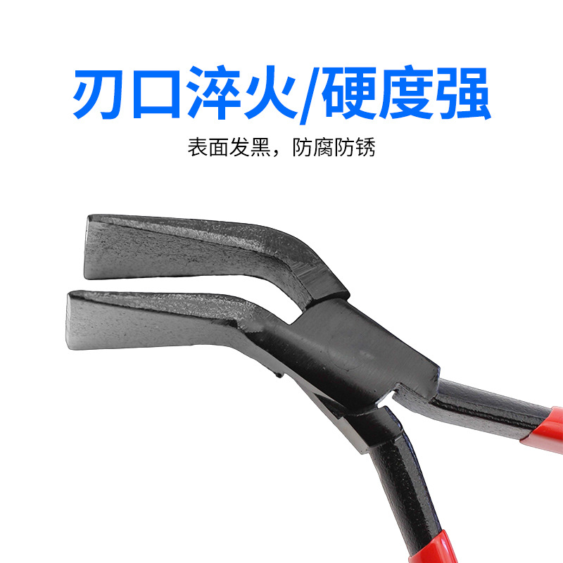 Multi-specification hard steel bagged hardware folded edge sheet metal pliers, anti-rust forged and pressed red handle flat mouth pliers Application Scenario