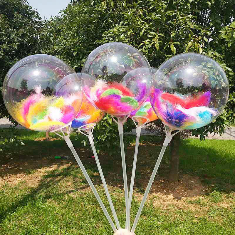 Factory direct sales and wholesale of small gift balloons: 1. Transparent round bouncy balls, popular bouncy balls with built-in feather colored balls Specification image