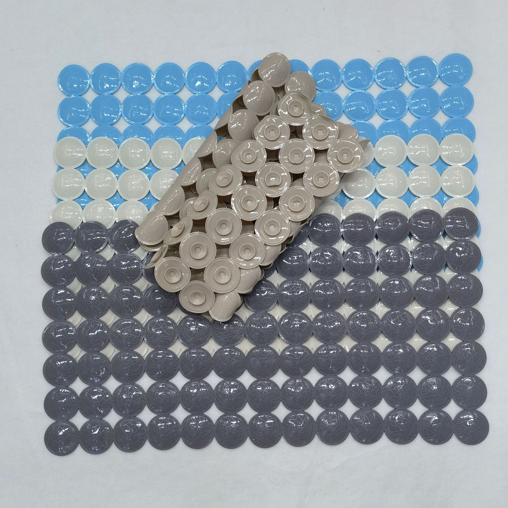 防水浴室垫YX实色新款大圆饼PVC塑料洗澡垫按摩防滑垫吸盘卫浴脚