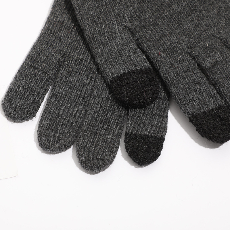 Cross-border Amazon men's warm gloves for outdoor cycling in autumn and winter, touch screen cotton blended five-finger gloves for cold protection Specification image