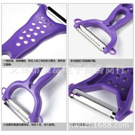 Wholesale of creative kitchen stainless steel double-head fruit peelers, planers, multi-functional fruit peels and graters Item Picture