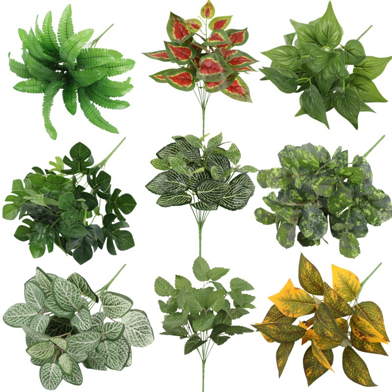 跨境热销仿真绿植龟背叶胶叶植物墙家居装饰插花道具摆件假花批发
