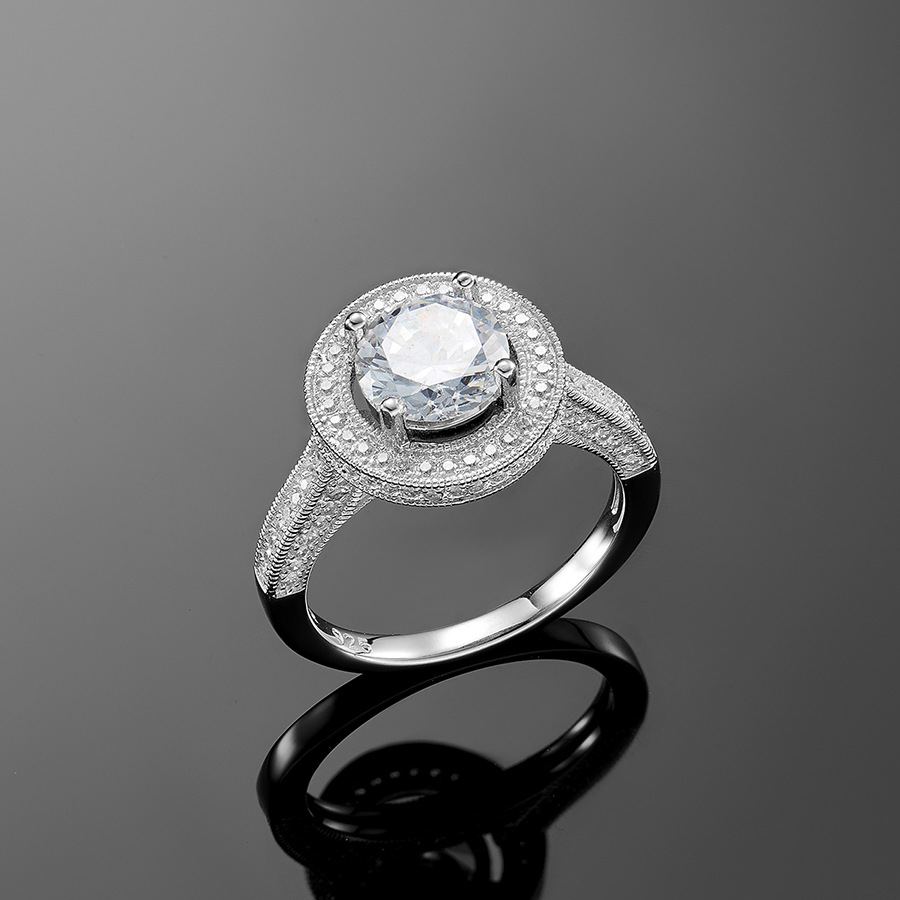 跨境爆款S925纯银莫桑婚戒1.5ctVVSD色情侣戒指男女通用批发银戒